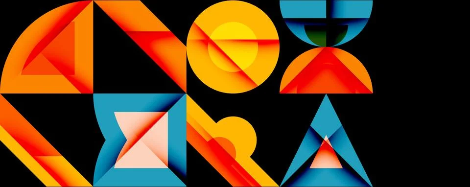 Circles squares lines abstract background Stock Illustration