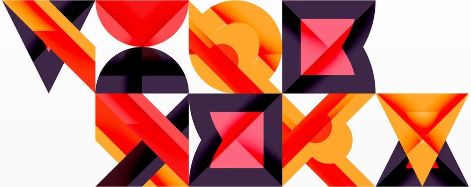 Circles squares lines abstract background Stock Illustration