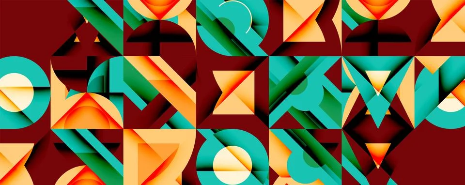 Circles squares lines abstract background Stock Illustration