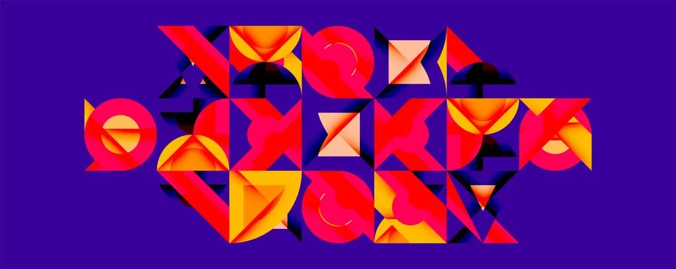 Circles squares lines abstract background Stock Illustration