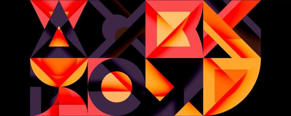 Circles squares lines abstract background Stock Illustration