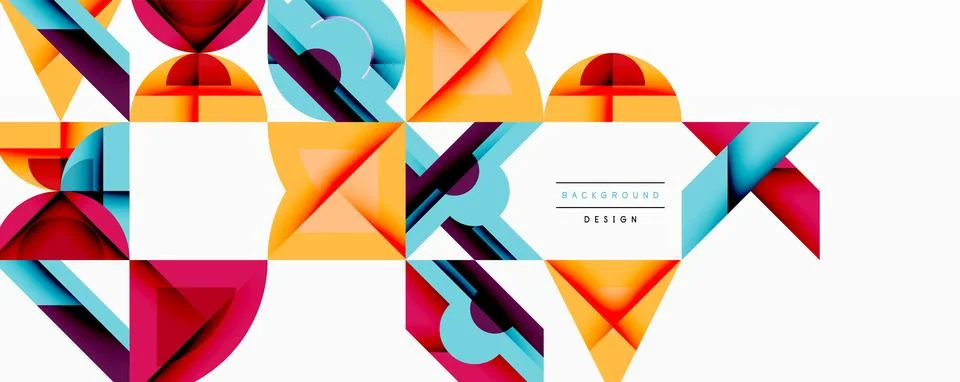 Circles squares lines abstract background Stock Illustration