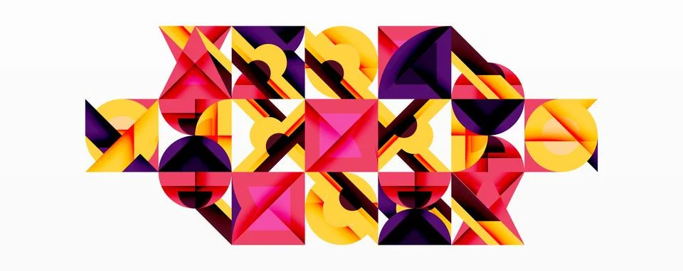 Circles squares lines abstract background Stock Illustration