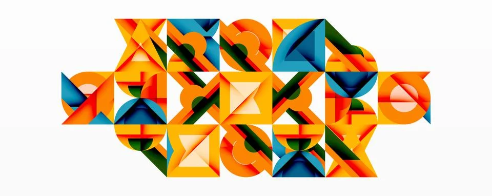 Circles squares lines abstract background Stock Illustration