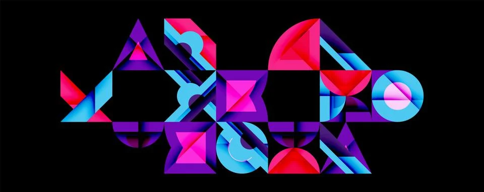 Circles squares lines abstract background Stock Illustration