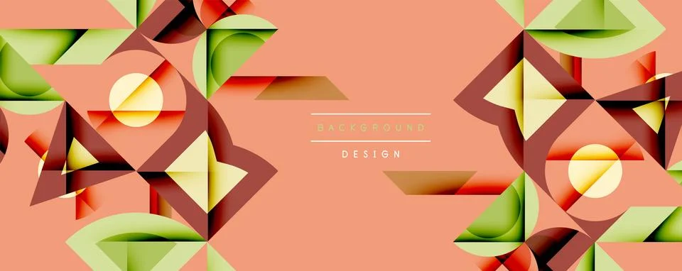 Circles squares lines abstract background Stock Illustration