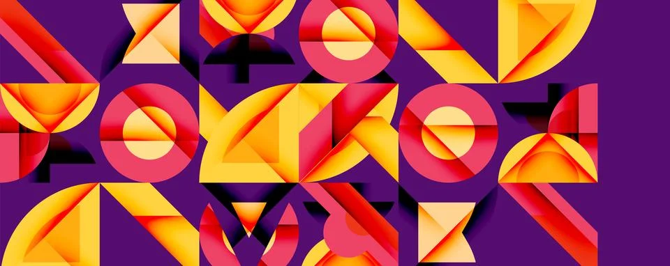 Circles squares lines abstract background Stock Illustration