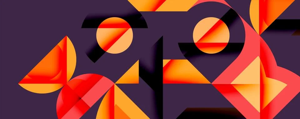 Circles squares lines abstract background Stock Illustration