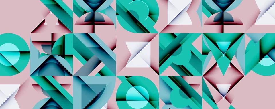 Circles squares lines abstract background Stock Illustration
