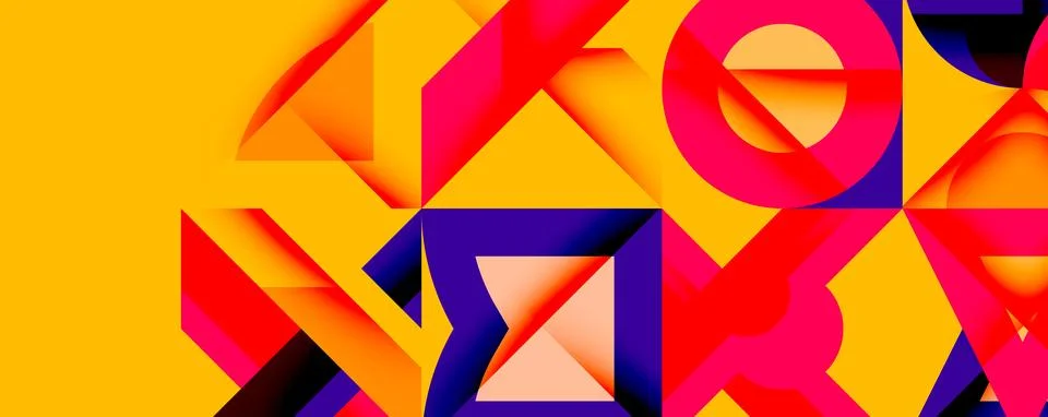 Circles squares lines abstract background Stock Illustration