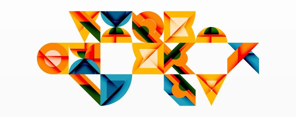 Circles squares lines abstract background Stock Illustration