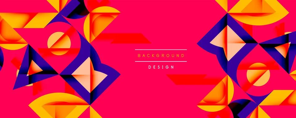 Circles squares lines abstract background Stock Illustration