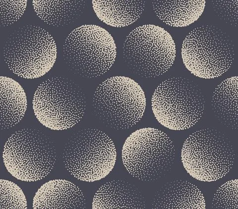 Circles Stippled Seamless Pattern Aesthetic Vector Abstract Background Stock Illustration
