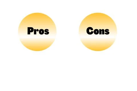 Circles with the text pros and cons. Simple concept for comparison between ad Stock Illustration