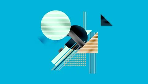 Circles, triangles, squares, rings and lines with shadow effect Stock Illustration