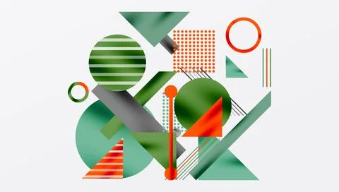 Circles, triangles, squares, rings and lines with shadow effect Stock Illustration