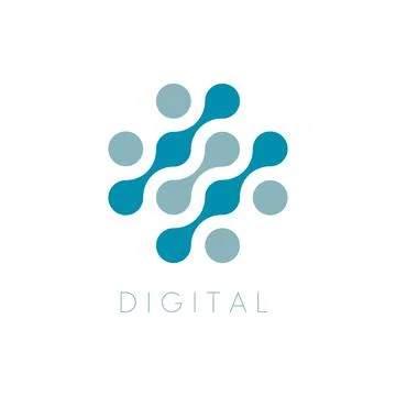 Circles Vector Icon. Digital Logo Template. Cross computer repair Logotype. Dots 스톡 일러스트