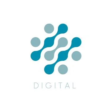 Circles Vector Icon. Digital Logo Template. Cross computer repair Logotype. Dots 스톡 일러스트