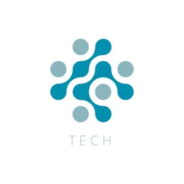 Circles Vector Icon. New Tech Logo Template. Cross Technology Logotype. Dots Stock Illustration