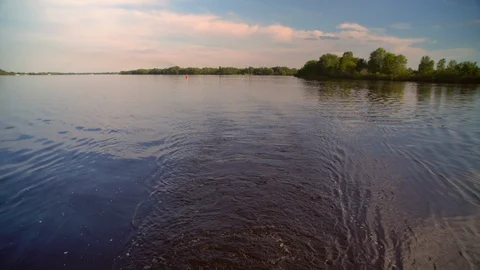 Circles on water after boats floating Stock Footage 92043929