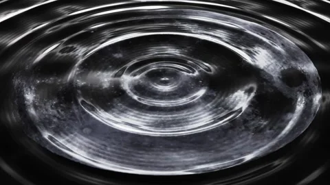 Circles on a water with full moon reflections looping 3D animation Stock Footage 196977613