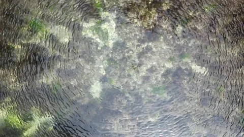 Circles on the water from the rotating propellers of the drone Stock Footage 271028324
