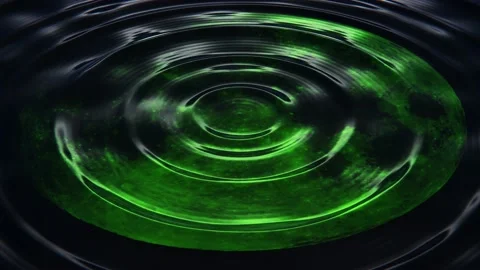 Circles on a water surface with Evil green moon reflections looping 3D animation Stock-Footage 201022063