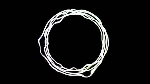 Circles with a white outline are distorted in shape and, when distorted, change Stock Footage 282907348