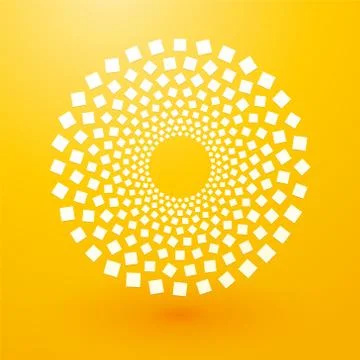 Circles of white squares on yellow background Stock Illustration