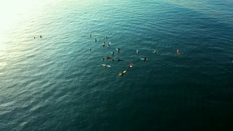 Circling Around Group of Surfers Stock Footage 119511197