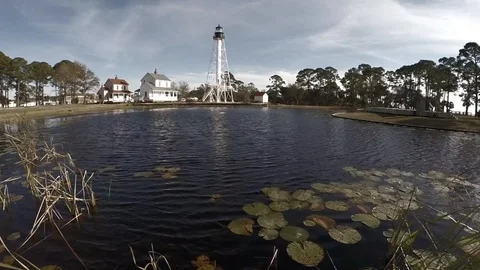Circling around a land-based lighthouse. Stock Footage 90562726