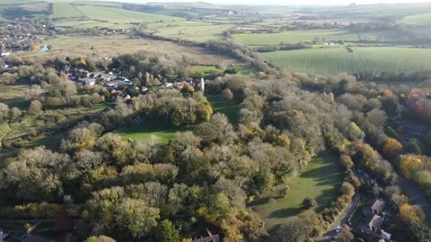 Circling Bramber Castle from the north end Stock Footage 197476535