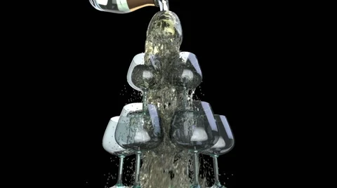 Circling the camera around the pyramid of glasses. Alpha chanel Stock Footage 54043501