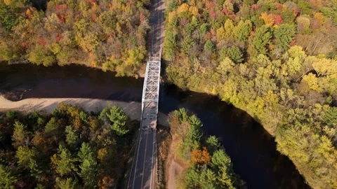 Circling D bridge with drone Stock Footage 295906977