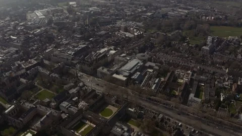 Circling drone shot of Ashmolean Museum Oxford UK Stock Footage 186173332