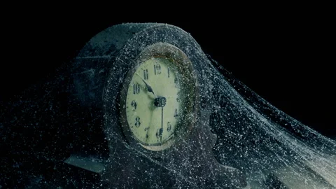 Circling Old Cobweb Covered Clock Closeup Stock Footage 221421485