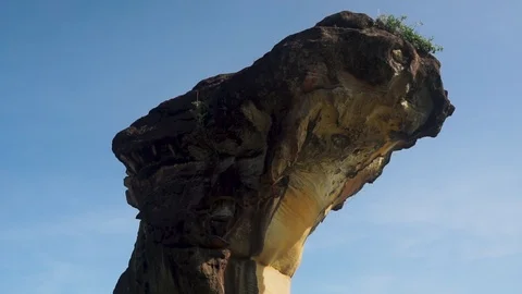 Circling a Sea Stack Rock Outcropping in Borneo that remains after eons of Stock Footage 92606197