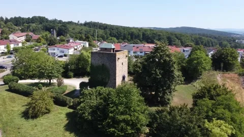 Circling Tower (aerial) Stock Footage 219947741