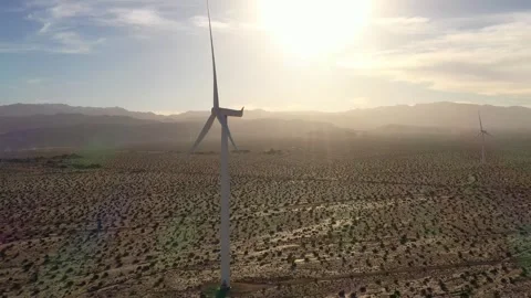 Circling Windmills in the Desert Stock Footage 274364407