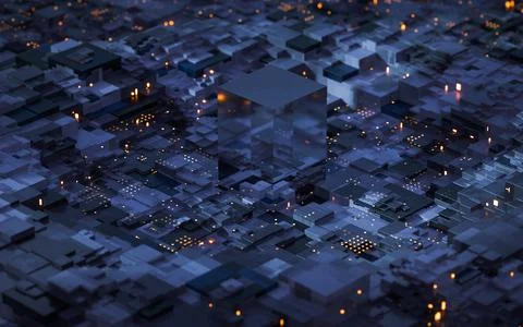 Circuit and materials, science and technology, 3d rendering. Illustrazione stock
