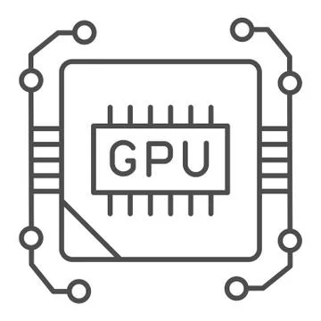 Circuit and video chip thin line icon. Graphic processor core, hardware unit 스톡 일러스트