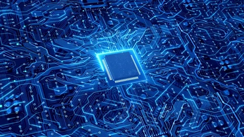 Circuit background of computer AI chip Stock Footage 205993153