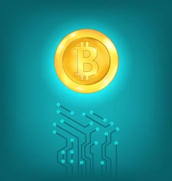 Circuit Background Design, Make Crypto Currency, Bitcoin, Virtual Money Stock Illustration