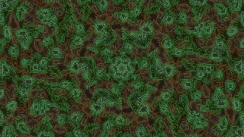 Circuit Board Abstract Background with Green and Orange Lines Stock Footage 331489226