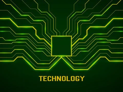 Circuit board. Abstract technology background. Microprocessor. Microchip. Vector Stock Illustration
