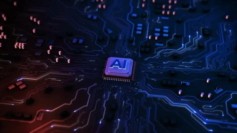 Circuit board with an AI brain Technology background. Central Computer Processor Stock Footage 311871115