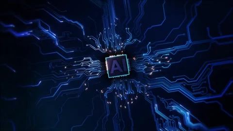 Circuit board with an AI brain Technology background. Central Computer Processor Stock Footage 311871565
