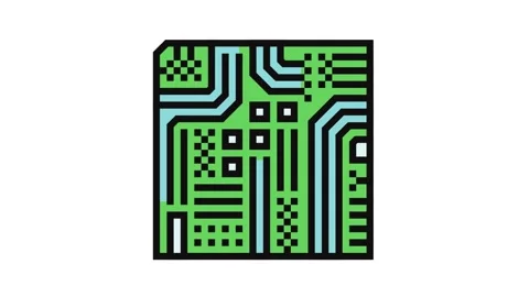 Circuit board ai integration color icon animation Stock Footage 326117257