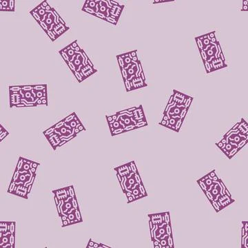 Circuit board ai integration glyph vector seamless pattern Illustrazione stock
