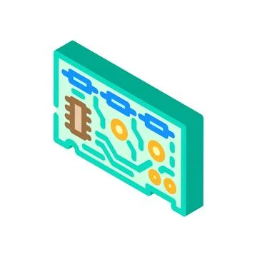 Circuit board ai integration isometric icon vector illustration Stock Illustration